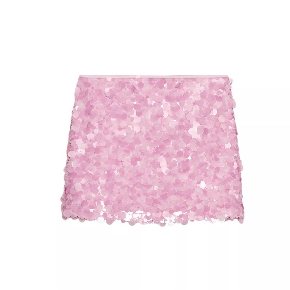 Zara Light Pink Sequin Mini Skirt